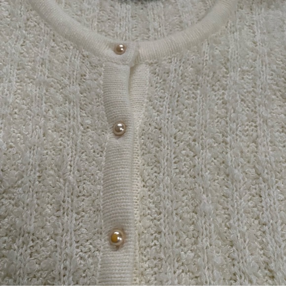 FE Design Vintage Boucle Buttoned Down Sweater Large Ivory - Picture 7 of 10